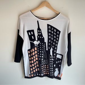 Solar Womens Black & White 3/4 length sleeve Blouse Top Size S